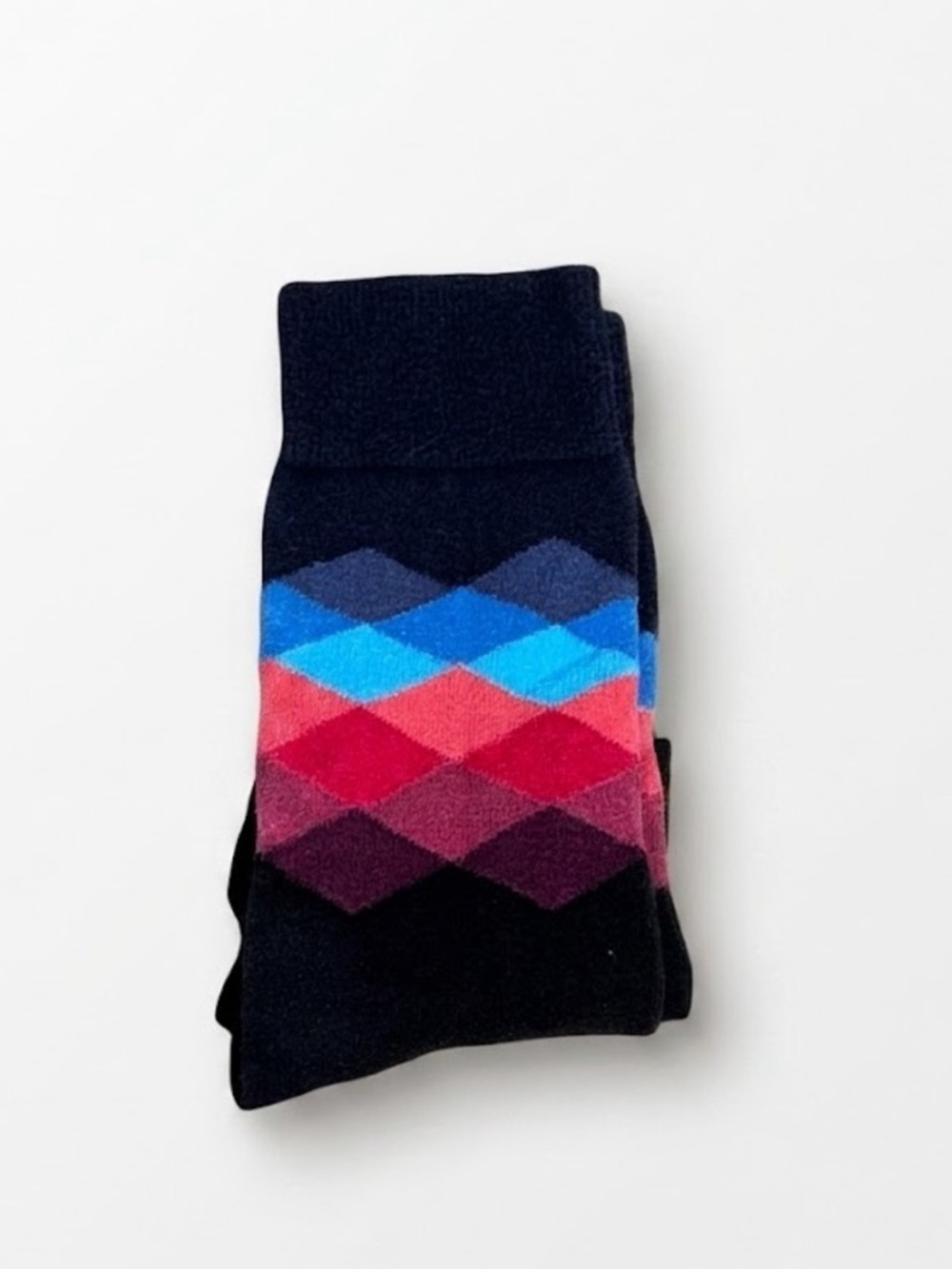 Happy Socks Unisex Colorful Argyle Crew Socks OSFM Multi-Color Blue Red Black